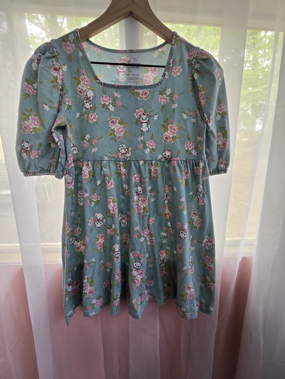 Disney Girls Floral Tee Dress in Mint Green and Pinkisney "The Aristocats"